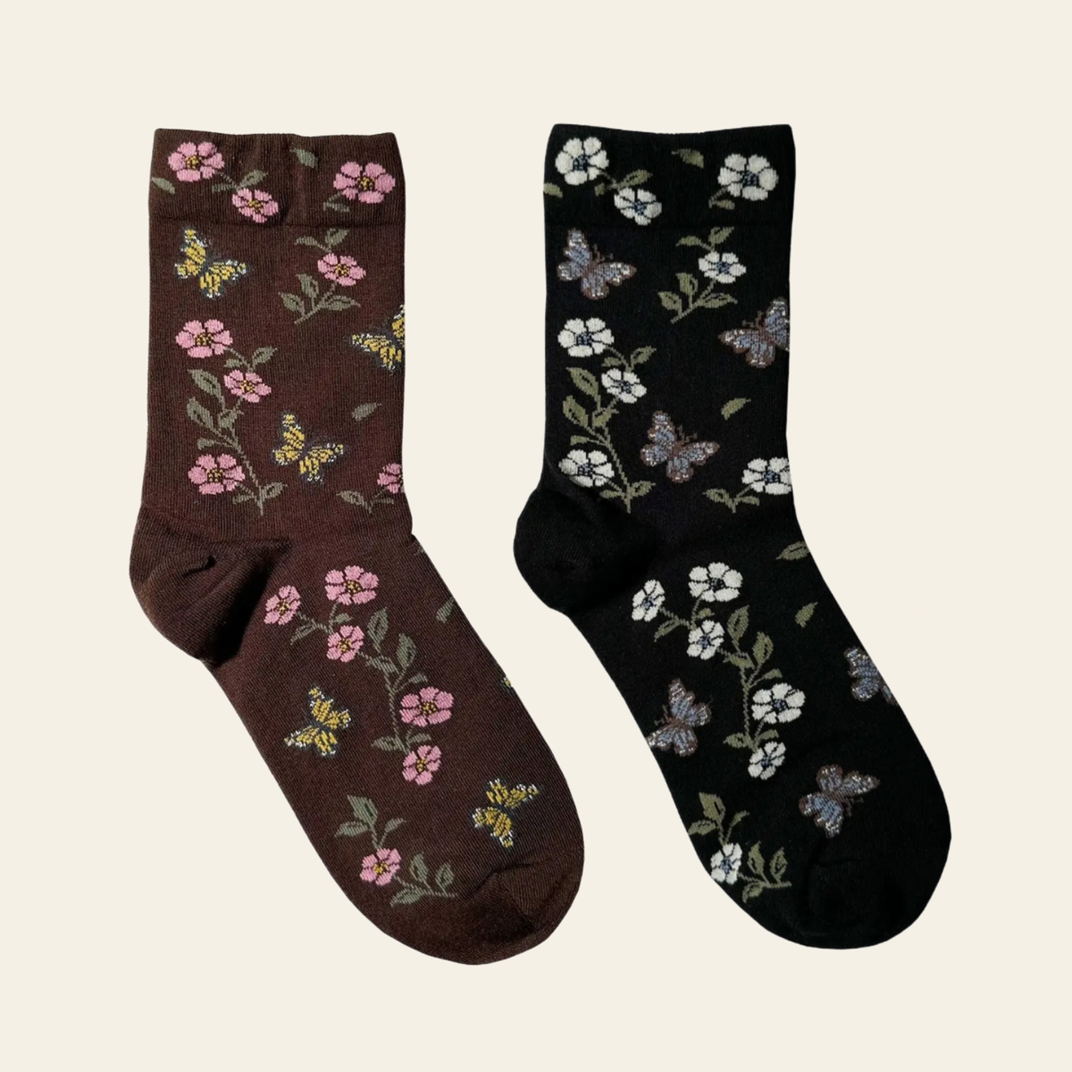 Flower Butterfly Crew Socks