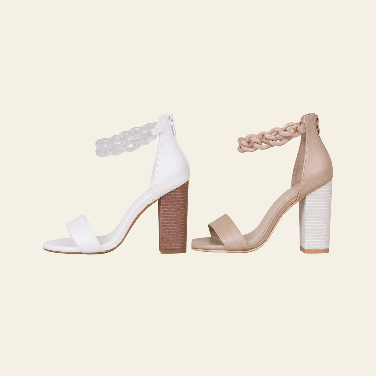 The Josie Chain Ankle-Strap Block Heel