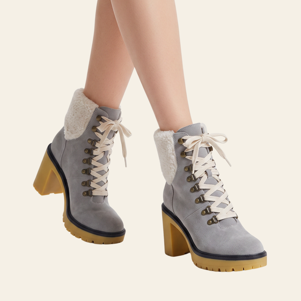 Oasis Society • MADILYN • Gray Suede Shearling Platform Boot