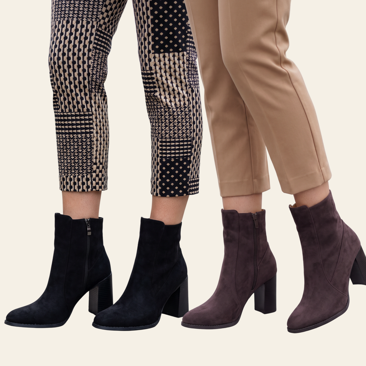Soko boot in both colors - black and brown - faux suede
