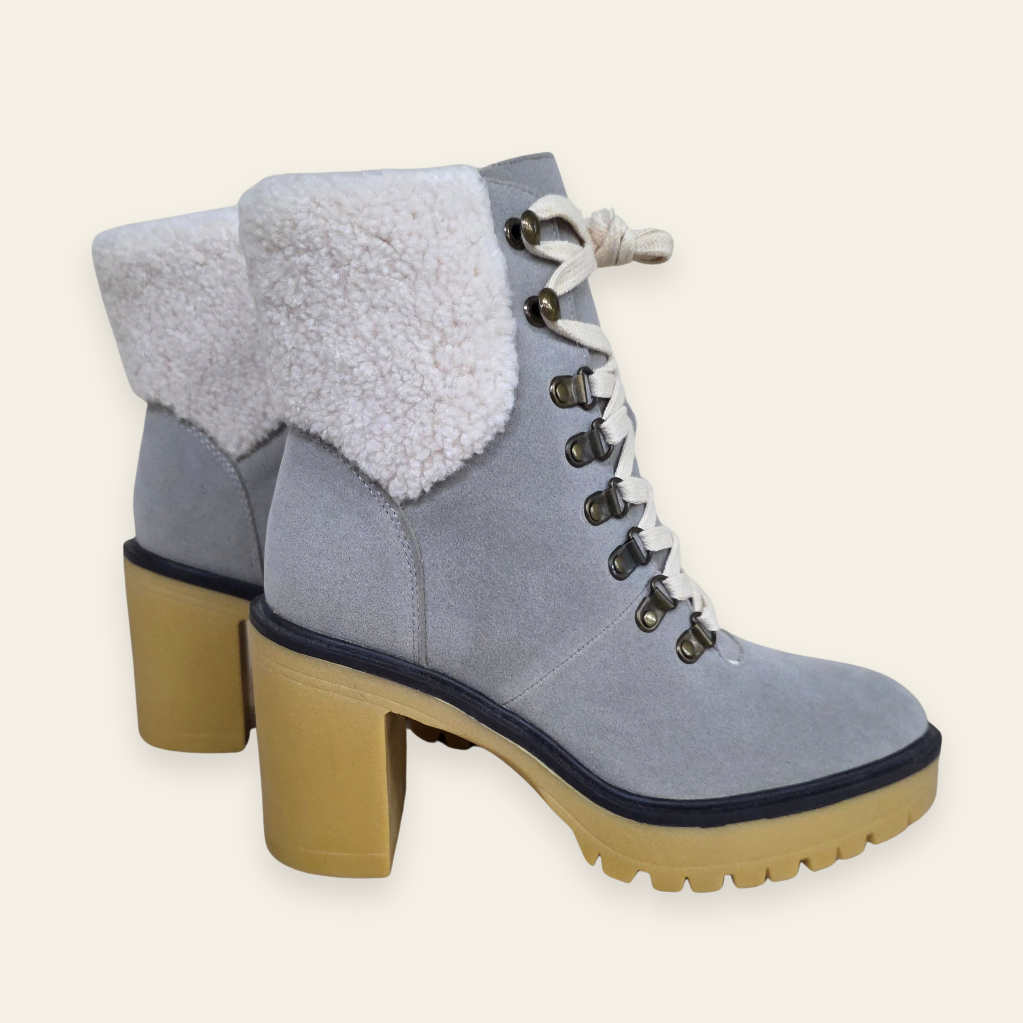 Oasis Society • MADILYN • Gray Suede Shearling Platform Boot