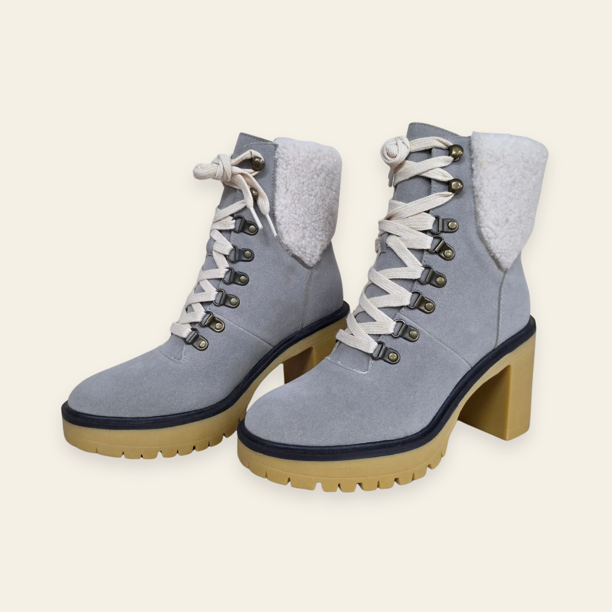 Oasis Society • MADILYN • Gray Suede Shearling Platform Boot