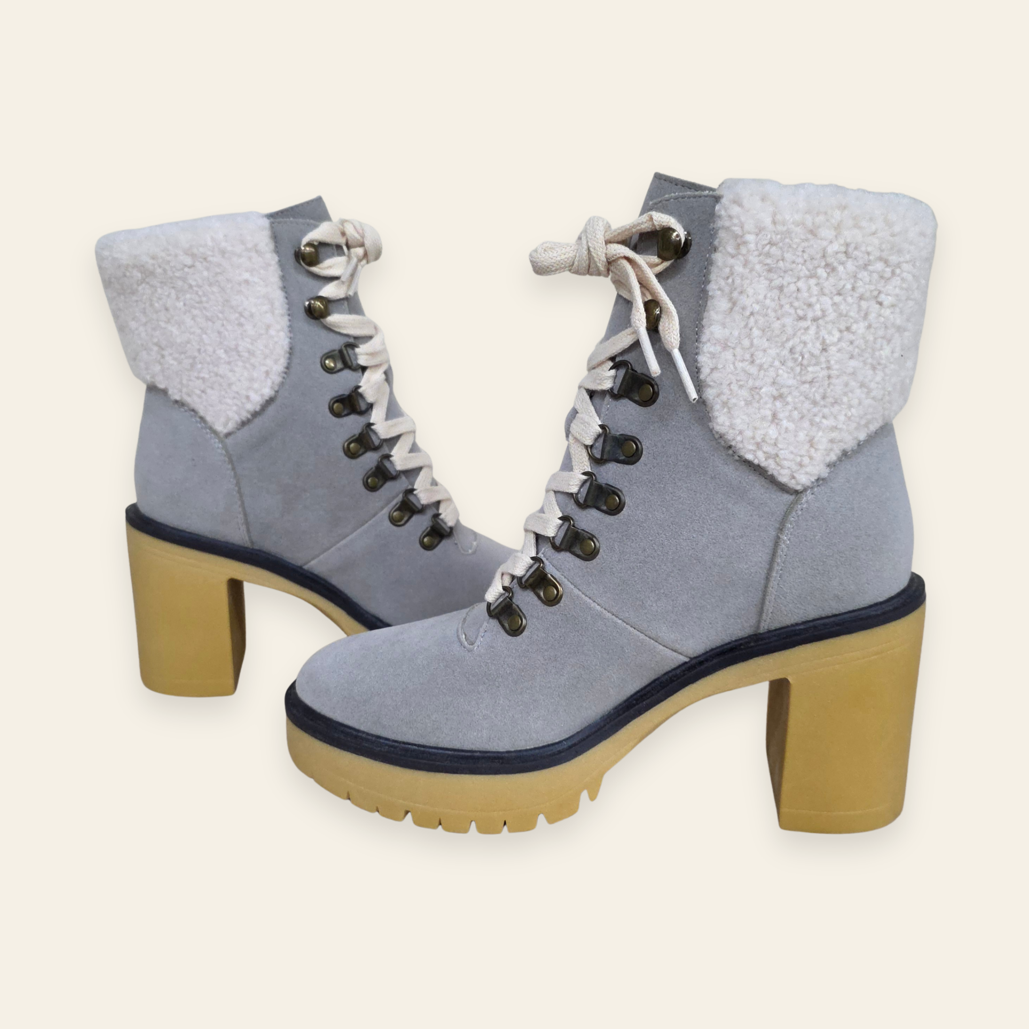 Oasis Society • MADILYN • Gray Suede Shearling Platform Boot