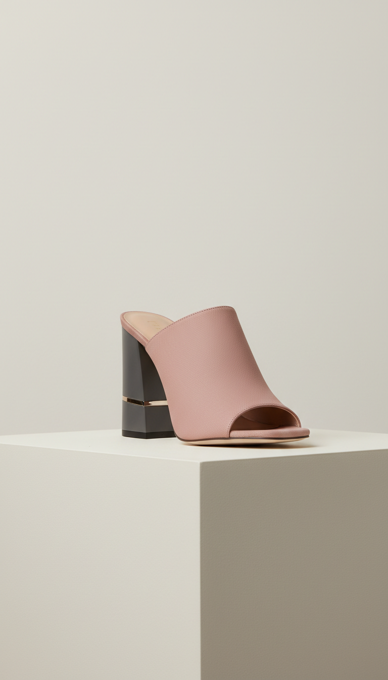 Muted Rose Architectural Block-Heel Mules