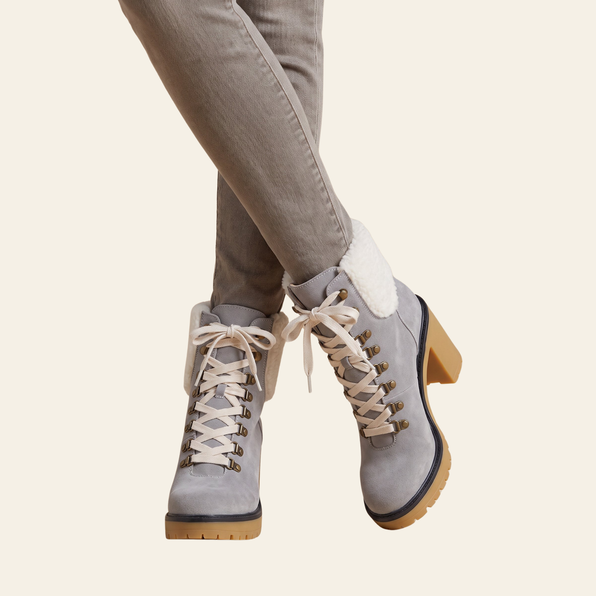 Oasis Society • MADILYN • Gray Suede Shearling Platform Boot