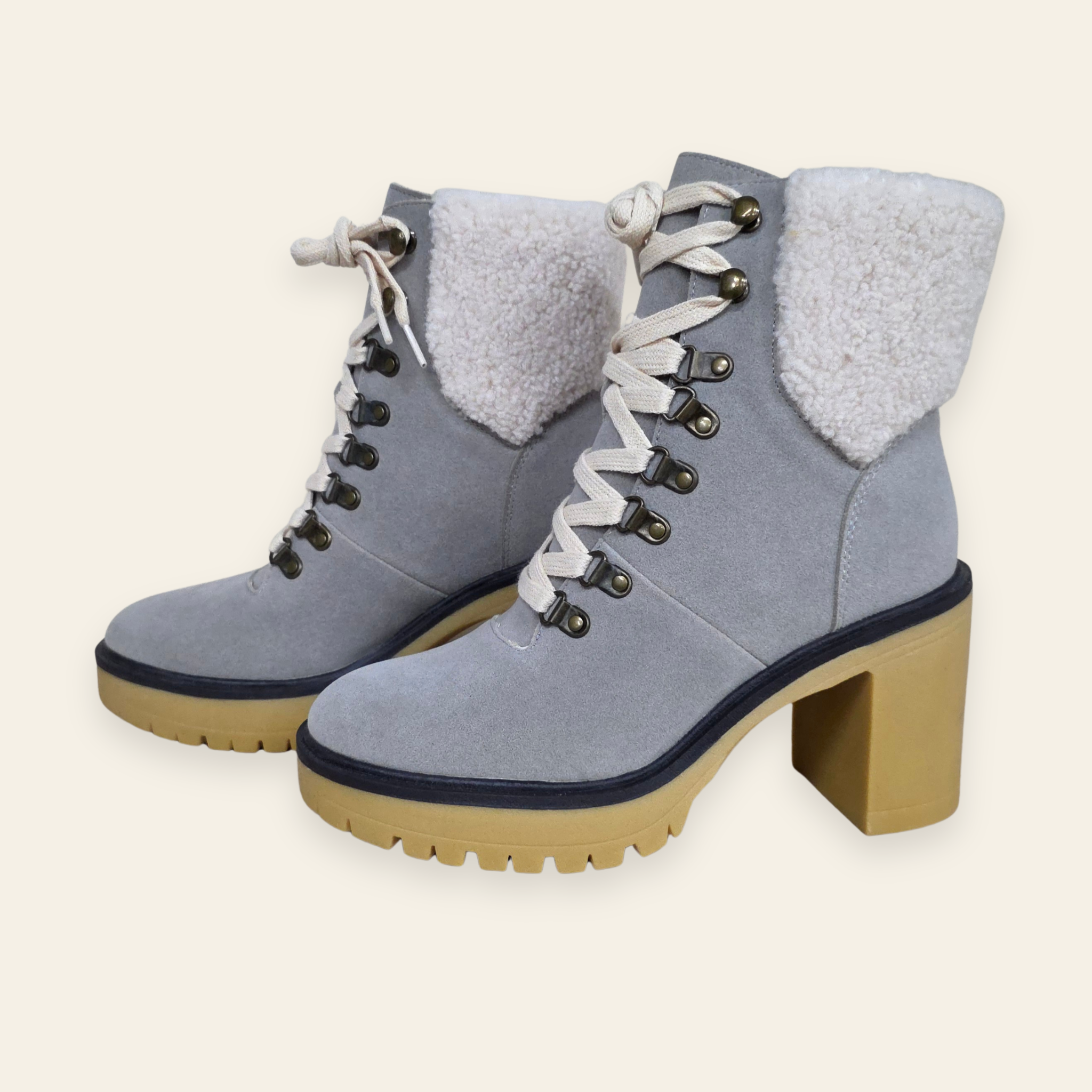 Oasis Society • MADILYN • Gray Suede Shearling Platform Boot