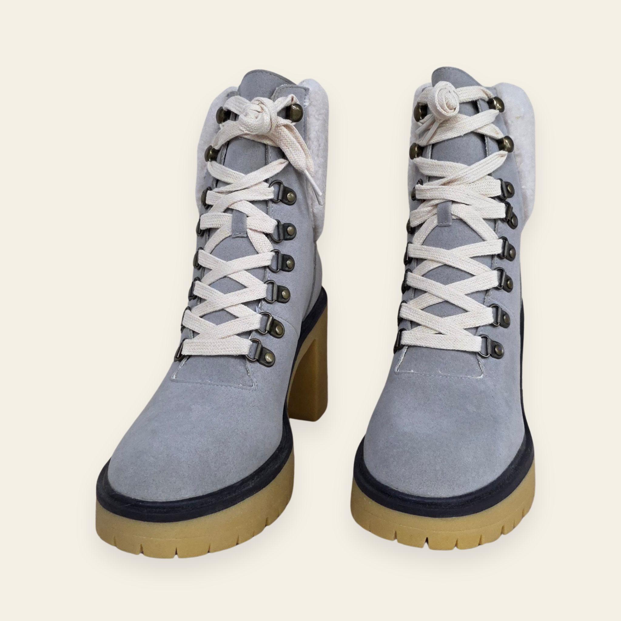 Oasis Society • MADILYN • Gray Suede Shearling Platform Boot