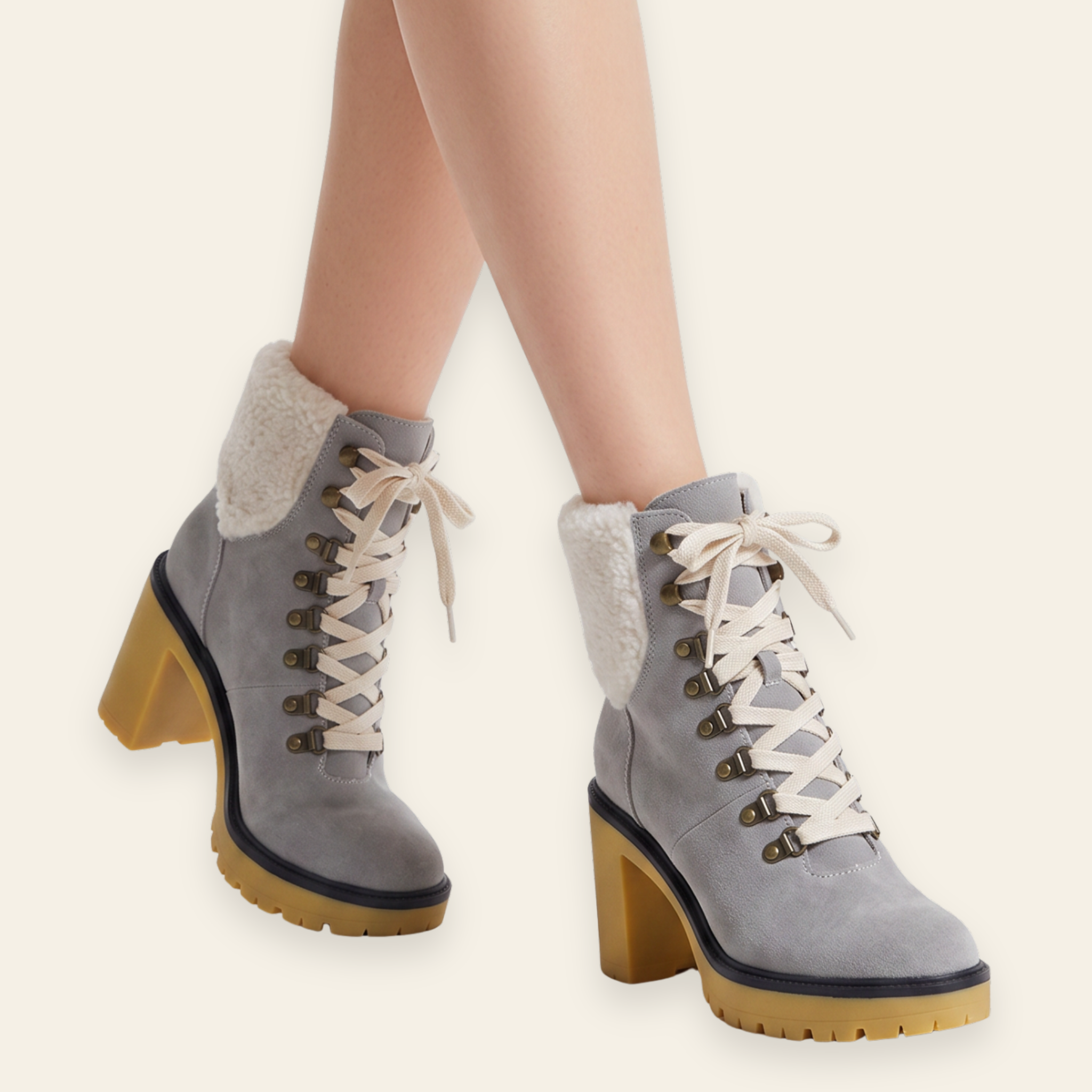 Oasis Society • MADILYN • Gray Suede Shearling Platform Boot