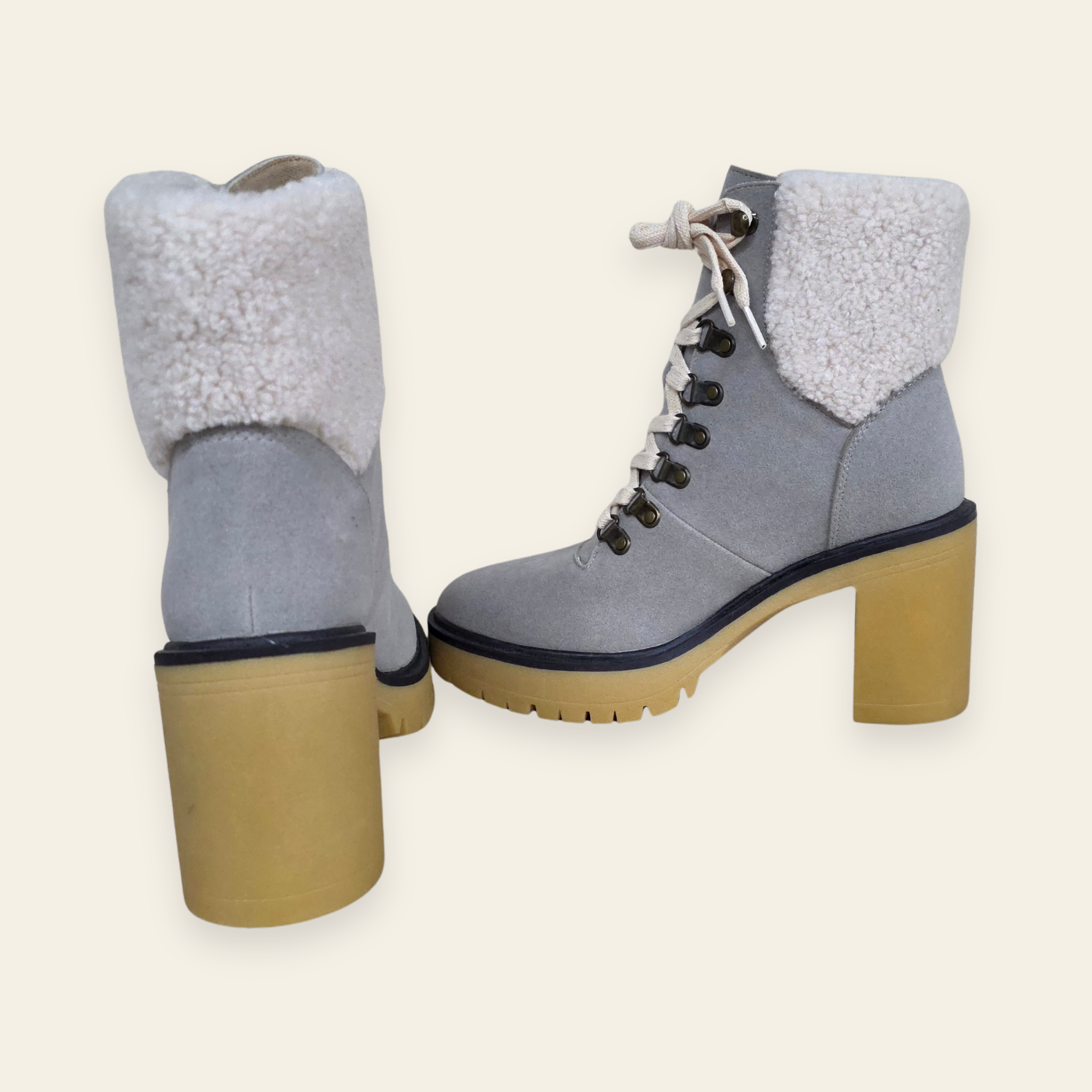 Oasis Society • MADILYN • Gray Suede Shearling Platform Boot