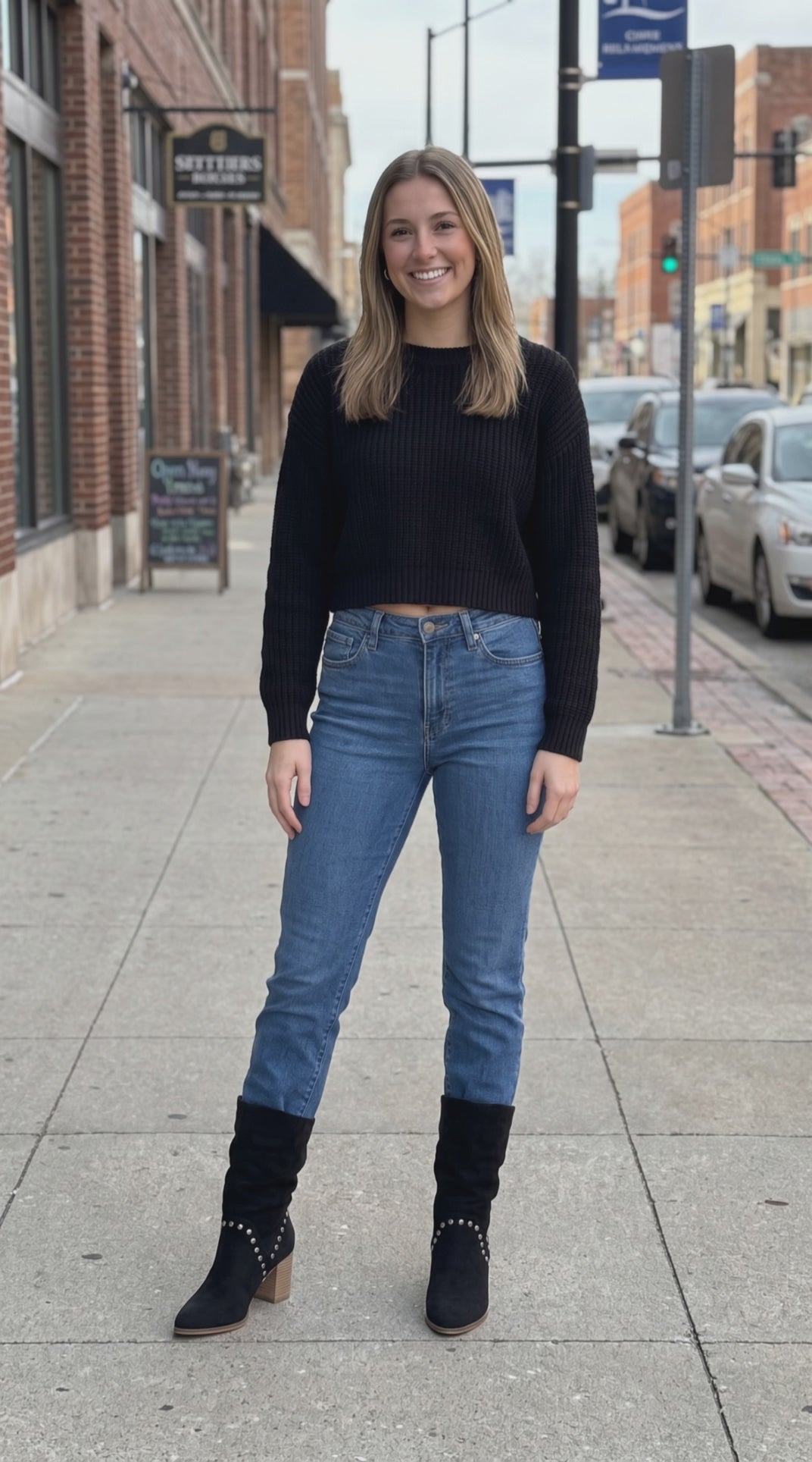 The Brigitta black faux suede studded slouch boot - customer testimonial