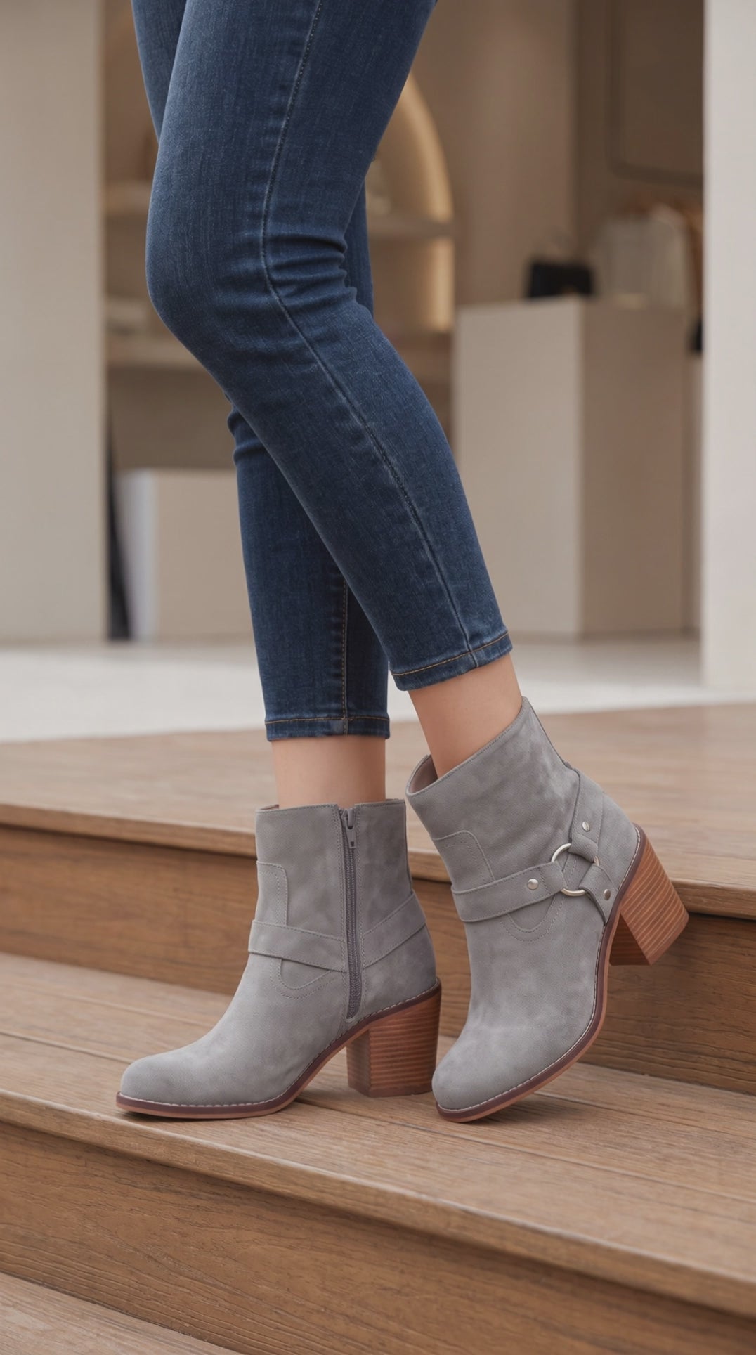 Cameron Gray Boot on Steps / Model